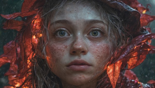 A female in a picturesque rainy outdoors