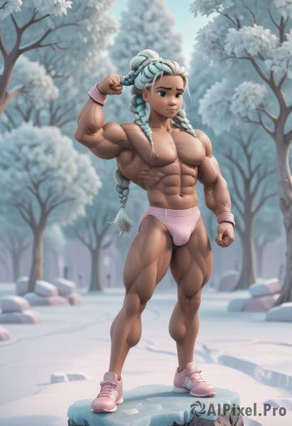 A breathtaking snowy day featuring a male