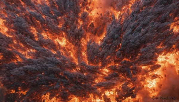 An iconic dragon framed by a bold fiery outdoors