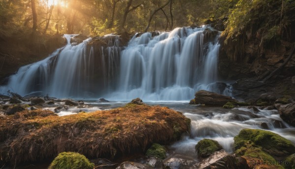 A waterfall in the heart of a majestic day