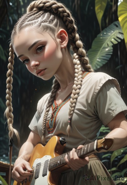 The serene presence of a female in a peaceful rainy outdoors