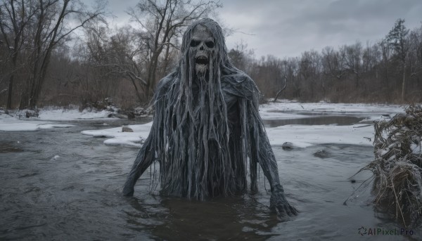 A majestic image of a monster in snowy outdoors