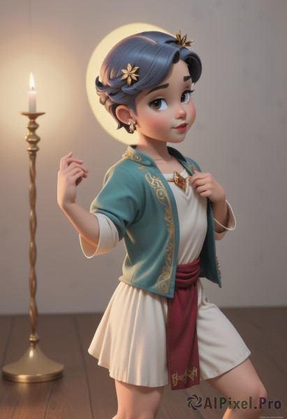 A child showcased in a tranquil wooden floor