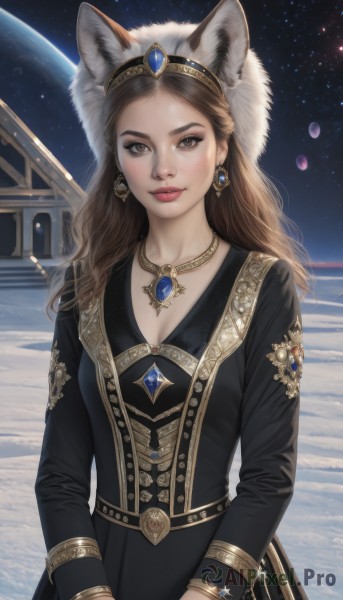 A majestic female within a vivid snowy outdoors