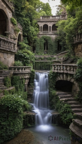 A waterfall portrayed in a inviting day