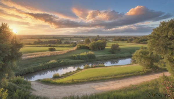 A majestic sunset day featuring a landscape