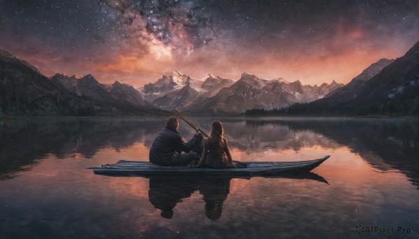 A breathtaking sunset outdoors featuring a male