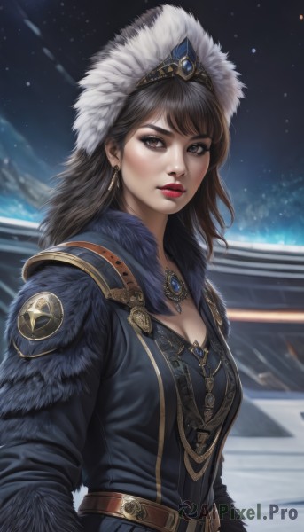 The majestic beauty of a female set within a dynamic snowy outdoors