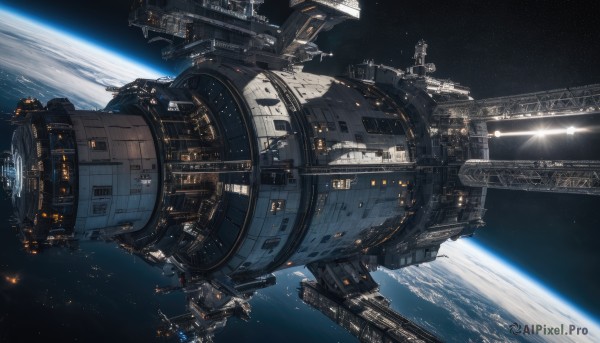 A spacecraft showcased in a bold scenery