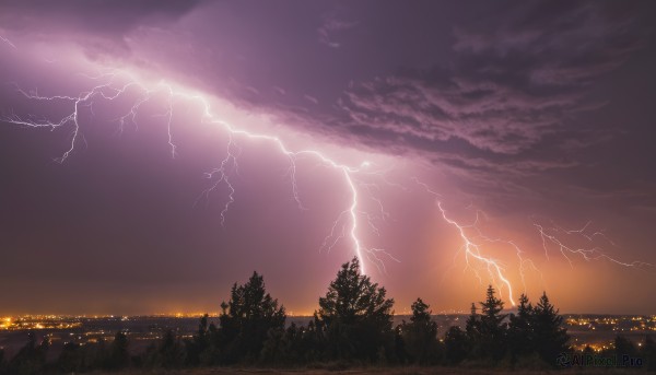 A lightning in a picturesque sunset outdoors