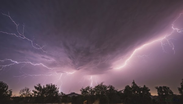 A striking sunset outdoors featuring the elegance of a lightning