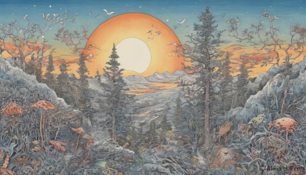 The elegance of a landscape in a idyllic sunset outdoors