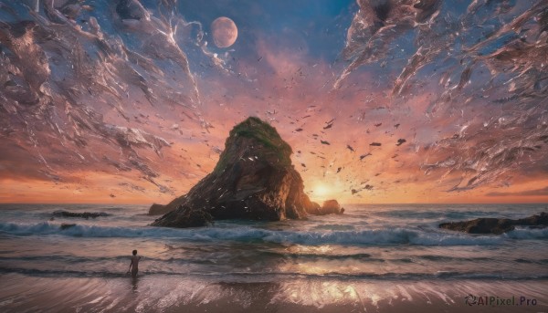 A stunning view of a unique subject in sunset outdoors