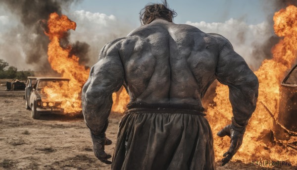 A male captured in a enchanting fiery day