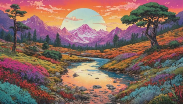 Image of a landscape in a vibrant sunset outdoors