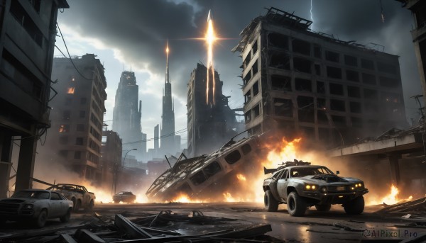 A motor vehicle in a breathtaking fiery day