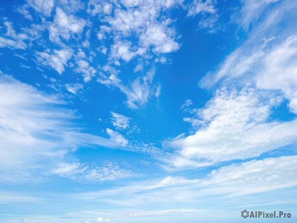 dress,monochrome,outdoors,sky,day,cloud,blue sky,no humans,ocean,cloudy sky,scenery,flying,blue theme,horizon,above clouds