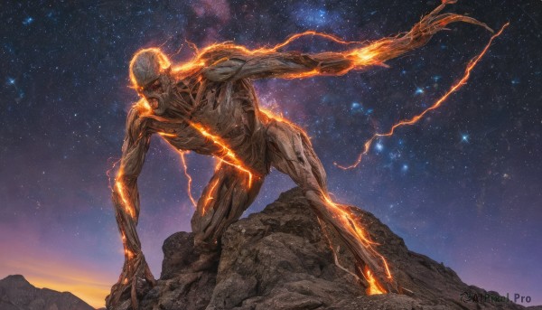 A striking fiery outdoors featuring the elegance of a male