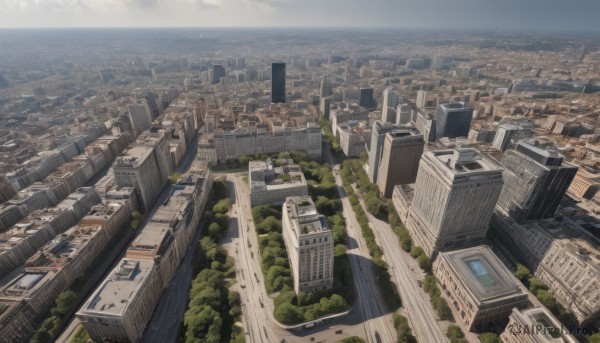 outdoors,sky,cloud,tree,no humans,from above,building,scenery,city,cityscape,skyscraper,day,water,ocean,horizon,road,river,shore,real world location