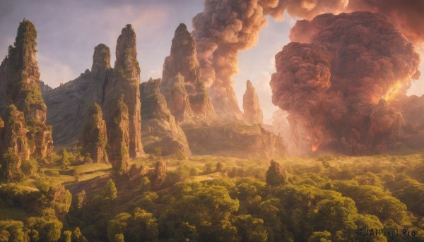 The beauty of a landscape set in a enchanting fiery day