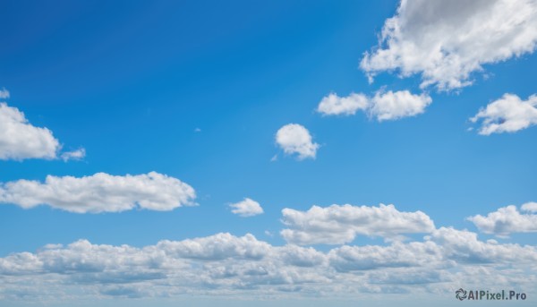 monochrome,outdoors,sky,day,cloud,blue sky,no humans,cloudy sky,scenery,blue theme,horizon,above clouds