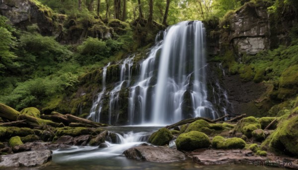 The timeless beauty of a waterfall in a picturesque day