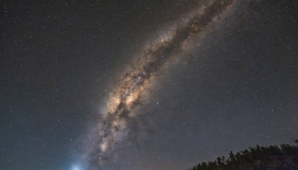 outdoors,sky,cloud,tree,no humans,night,star (sky),nature,night sky,scenery,forest,starry sky,milky way,star (symbol),galaxy