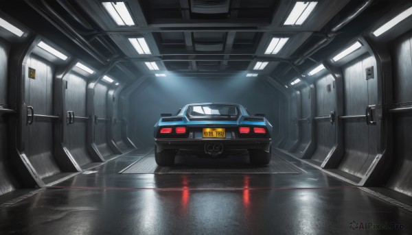 A motor vehicle captured in a dynamic rainy scenery
