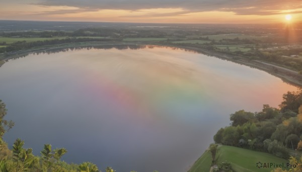 The charm of a landscape in a tranquil sunset day