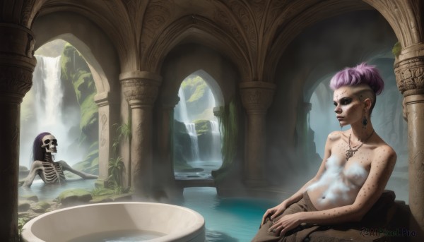 A glimpse of a female in a lush dynamic scene