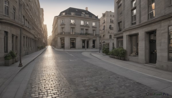 A street surrounded by a serene sunset day
