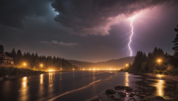 A majestic image of a lightning in sunset outdoors