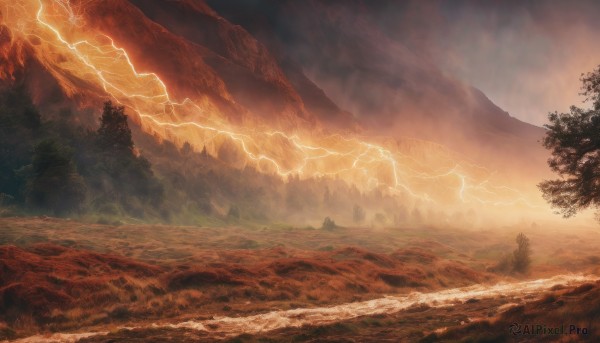 A majestic lightning within a beautiful outdoors