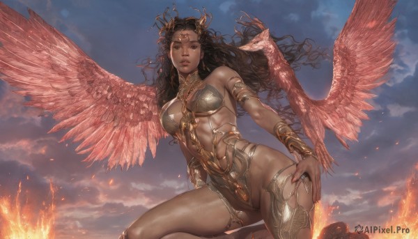 A glimpse of a female in a picturesque fiery outdoors