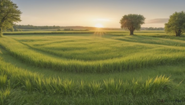 A stunning view of a landscape in sunset day