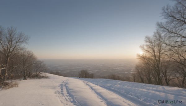 A ethereal snowy day showcasing a landscape