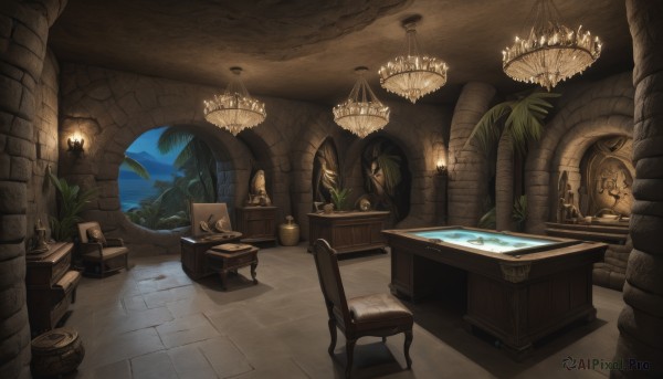 A indoors surrounded by a serene scenery