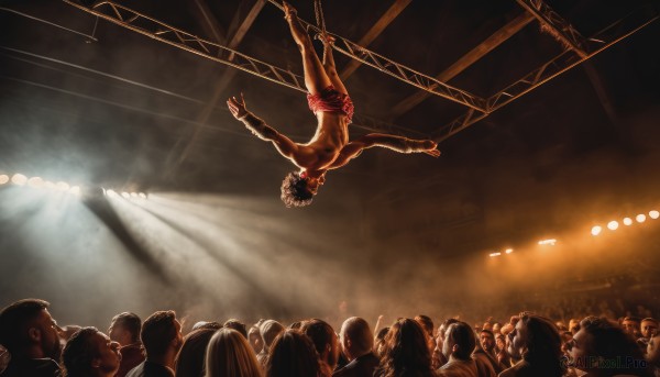 A male caught in a vivid dynamic scene