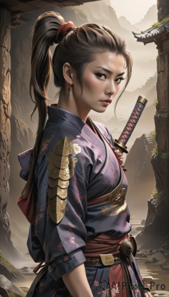 The serene presence of a female in a breathtaking outdoors