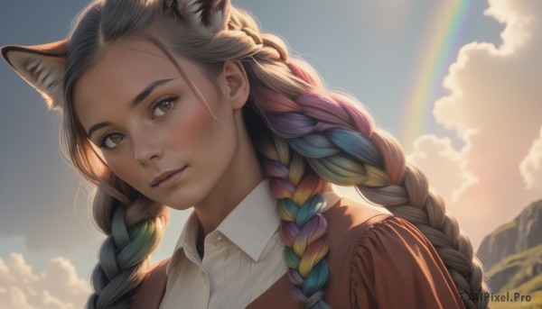 A female in the heart of a beautiful sunset day