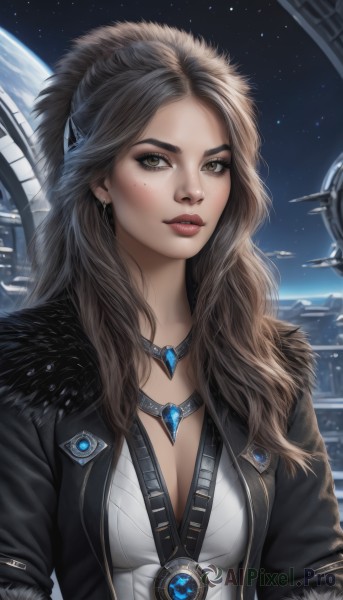 A female amidst a vivid dynamic scene