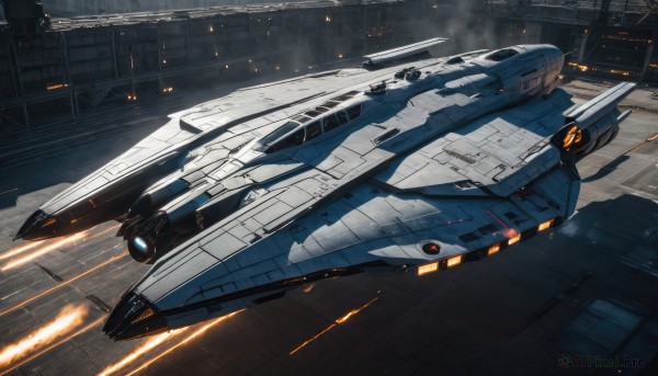 A stunning spacecraft captured in rainy outdoors