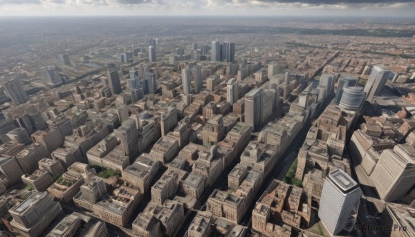 outdoors,sky,cloud,water,dutch angle,no humans,ocean,from above,building,scenery,city,horizon,cityscape,river,skyscraper,landscape,rooftop,day,tree,blue sky,cloudy sky,road