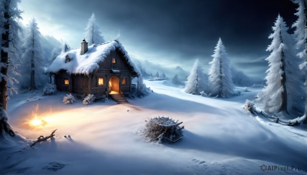 A landscape in the heart of a beautiful snowy day