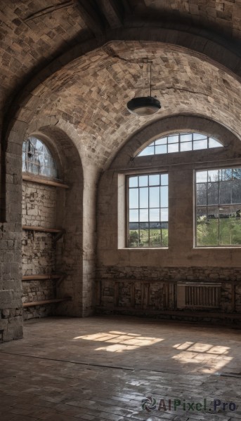 outdoors,day,indoors,tree,no humans,window,shadow,chair,sunlight,plant,building,scenery,stairs,door,wall,architecture,ruins,pillar,arch,sky,wooden floor,fantasy