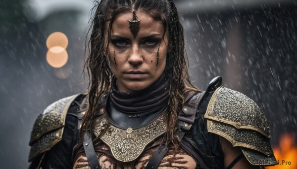 A stunning female captured in rainy outdoors