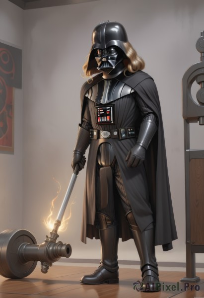 A male surrounded by a lush fiery smoke
