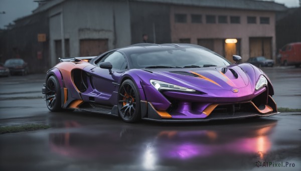 A motor vehicle set against the backdrop of a captivating rainy outdoors