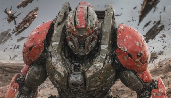 A dynamic view of a male in debris