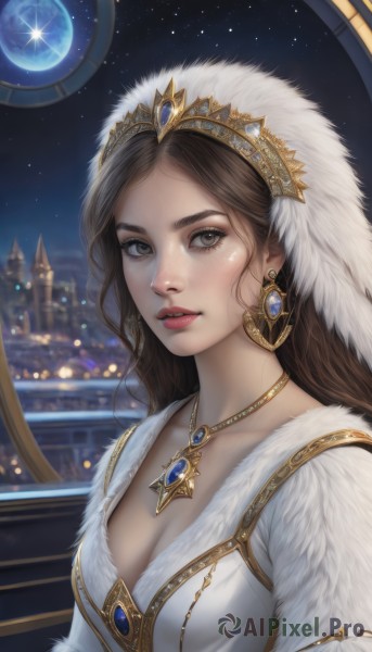 A vivid night sky showcasing a female